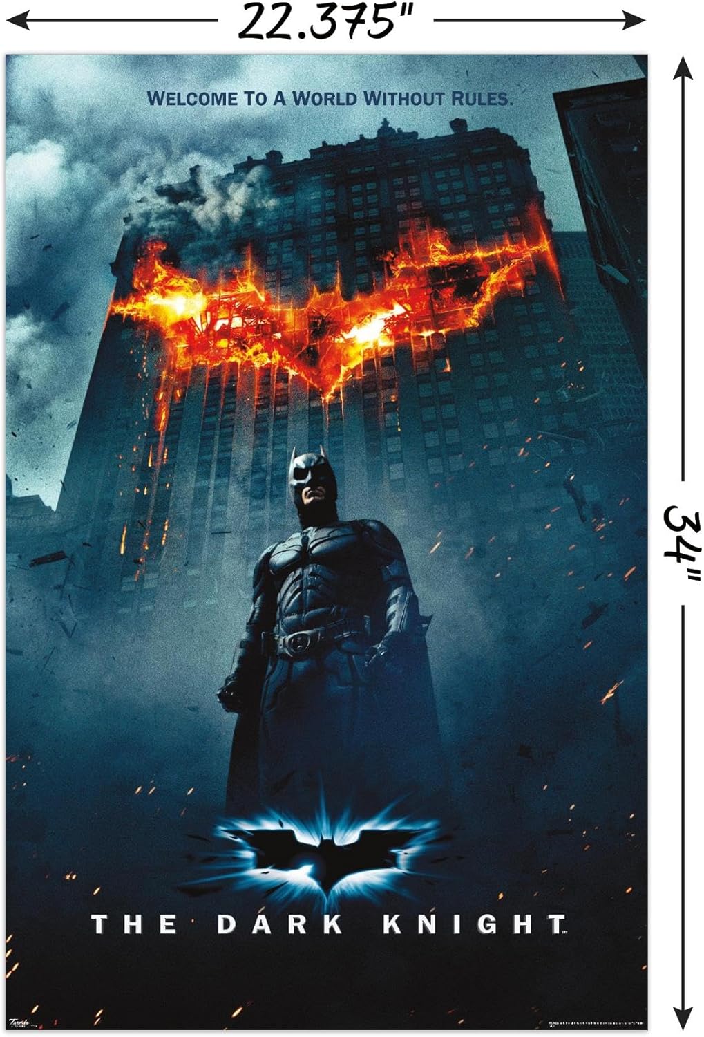 Trends International Batman Logo On Fire Wall Poster - 22.375" x 34" Unframed Decor