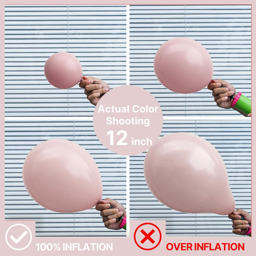 PartyWoo Dusty Pink Balloons - 50pcs 12 Inch Boho Blush & Lilac Latex Helium Balloons for Celebrations