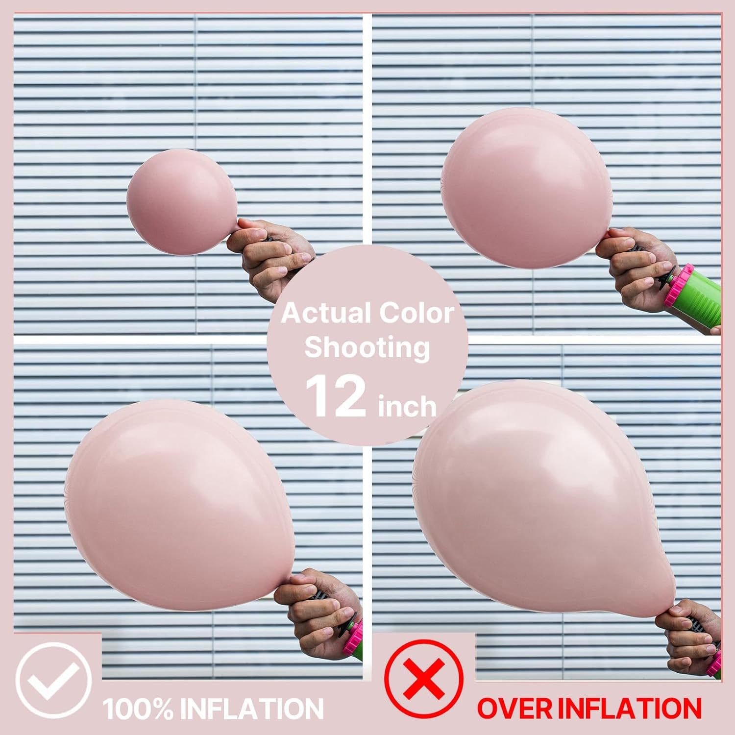 PartyWoo Dusty Pink Balloons - 50pcs 12 Inch Boho Blush & Lilac Latex Helium Balloons for Celebrations