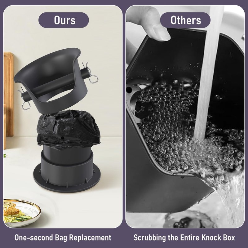 4L Espresso Knock Box, Coffee Grounds Disposal and Recycle Trash Can with Brush, Towel and 100 pcs Collecting Bags, Barista Essential Coffee Accessory for Cafe Shop Home Bars Office Work Breakroom