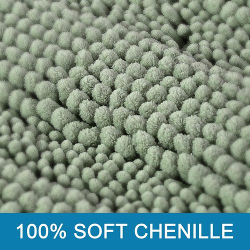 H.VERSAILTEX Bathroom Rugs Set - Extra Thick Chenille Shaggy Mats | Non-Skid, Striped Pattern (32 x 20 & 24 x 17 Inches)