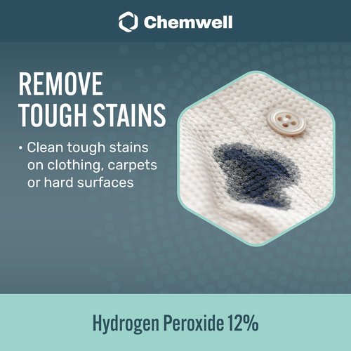 Chemwell 12% Hydrogen Peroxide - 4 Gallons (1 Gallon, 4 Pack) - Multi-Purpose Cleaner for Home, Kitchen, Bath, and Laundry - Made in USA - for Household Use