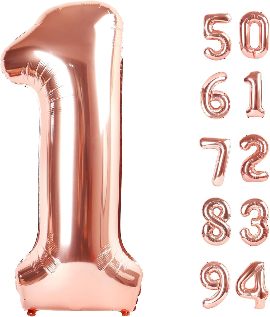 Rose Gold 40-Inch Number 1 Balloon - Perfect First Birthday Decoration for Boys & Girls