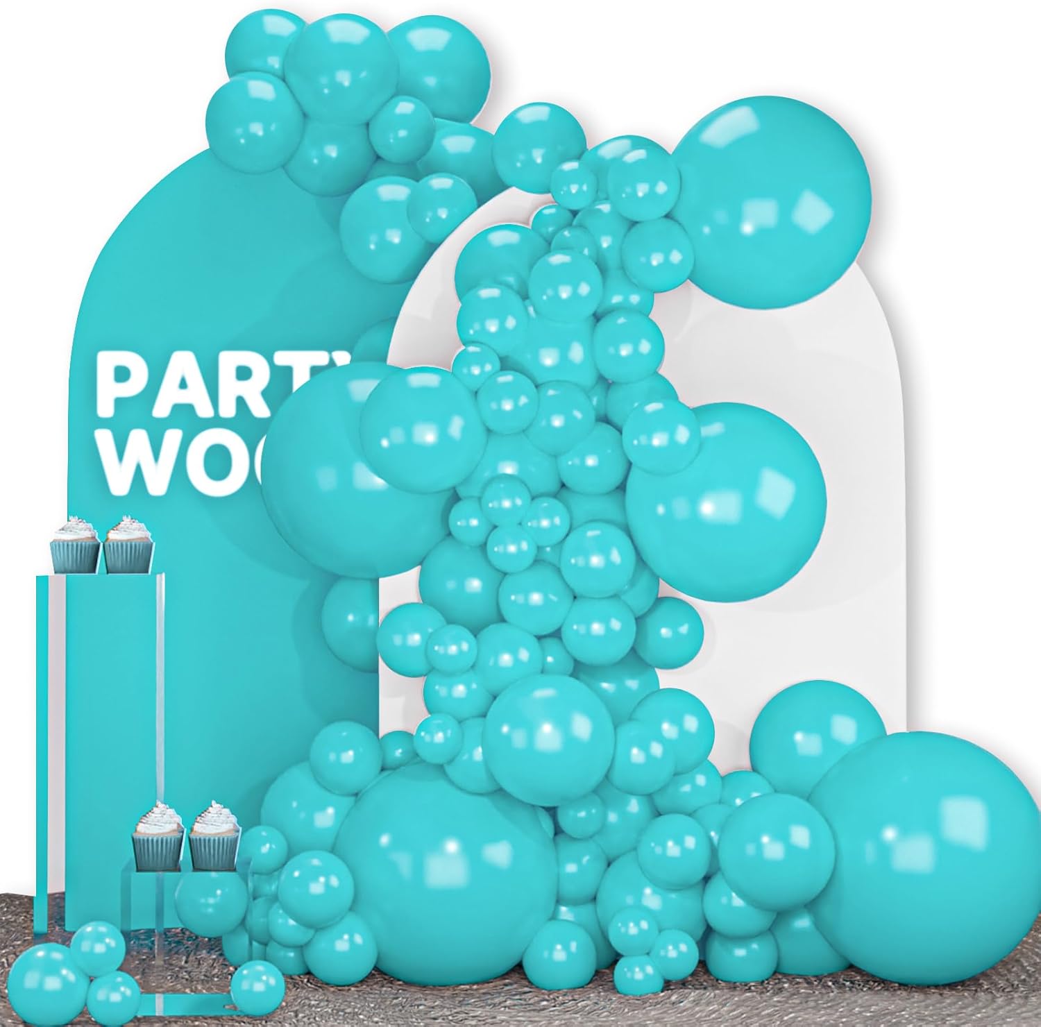 PartyWoo Teal Balloons - 100-Piece Pack in 5, 10, 12 Inch Sizes | Perfect for Baby Showers & Birthday Parties