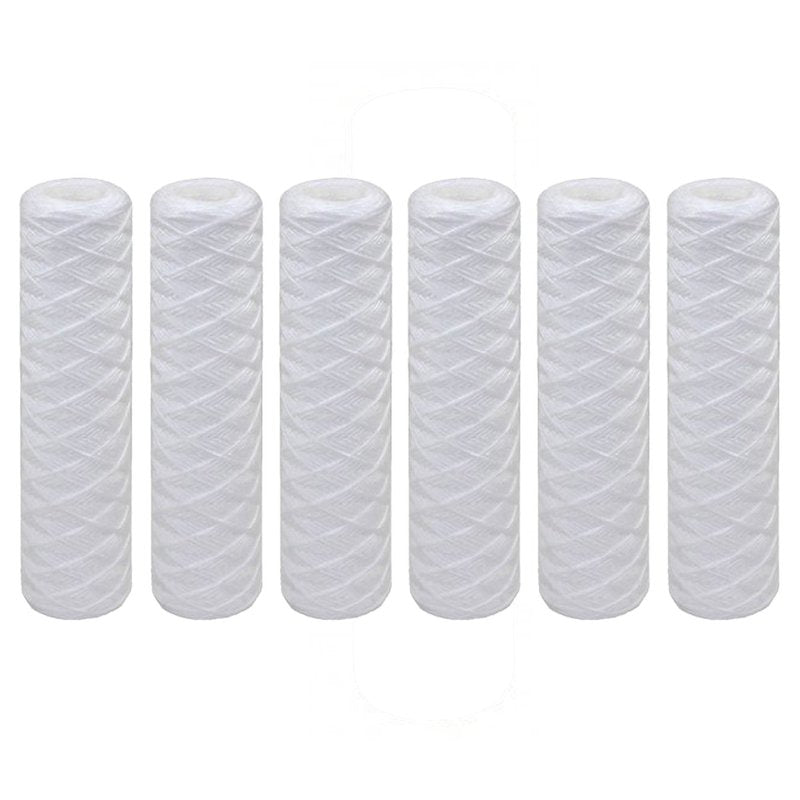 Tier1 20 Micron 10 x 2.5 Water Filter | String Wound Polypropylene Whole House Sediment Water Filter Cartridge | Replacement for Hyrdonix SWC-25-1020 | 2.5 x 10 Water Filter (6-Pack)