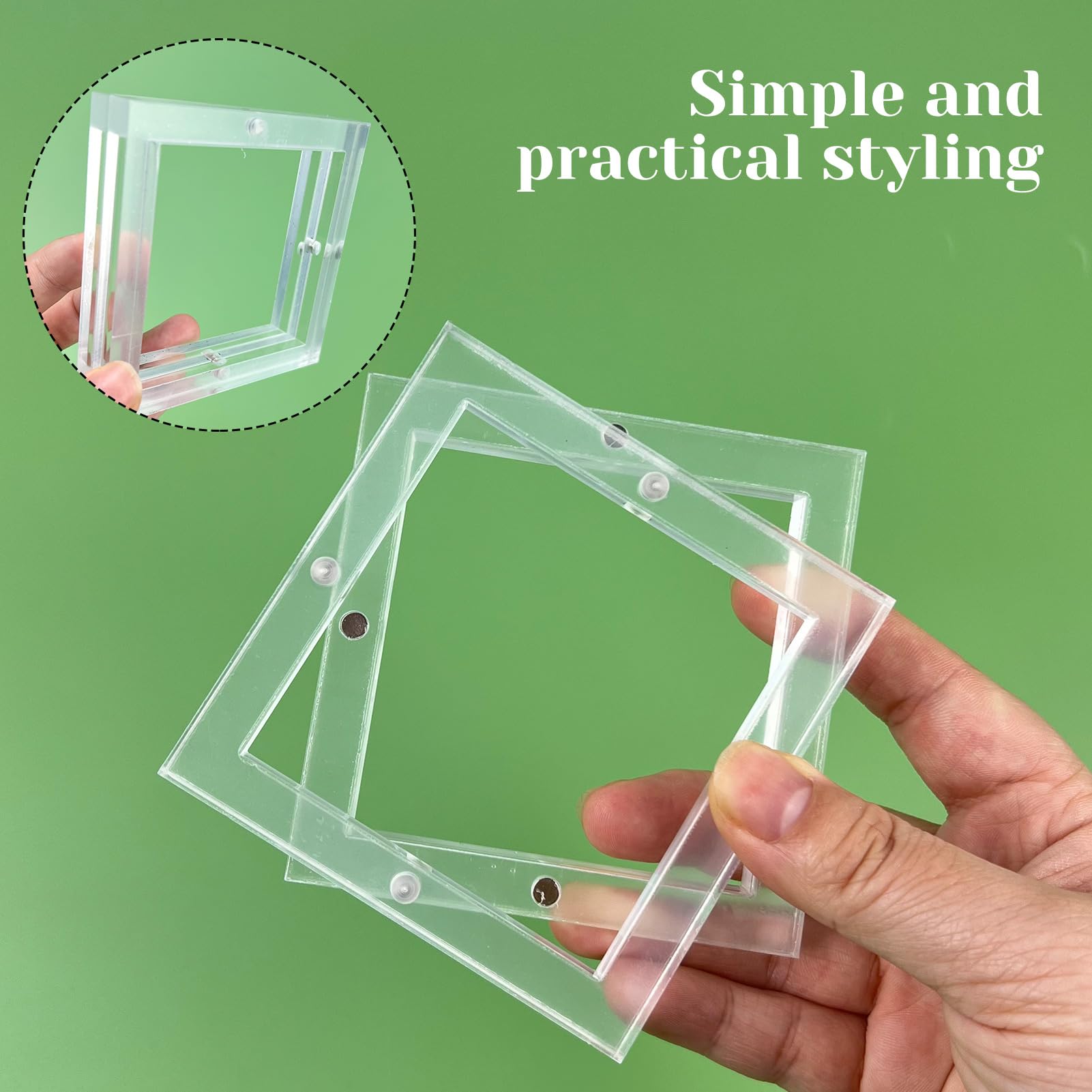 Acrylic Cookie Stencil Holder, 3.54x3.54 in Magnetic Cookie Stencil Frame for Royal Icing Sugar Cookie Stenciling Airbrushing, Acrylic Cooking Decorating Tool, Stencils Helper