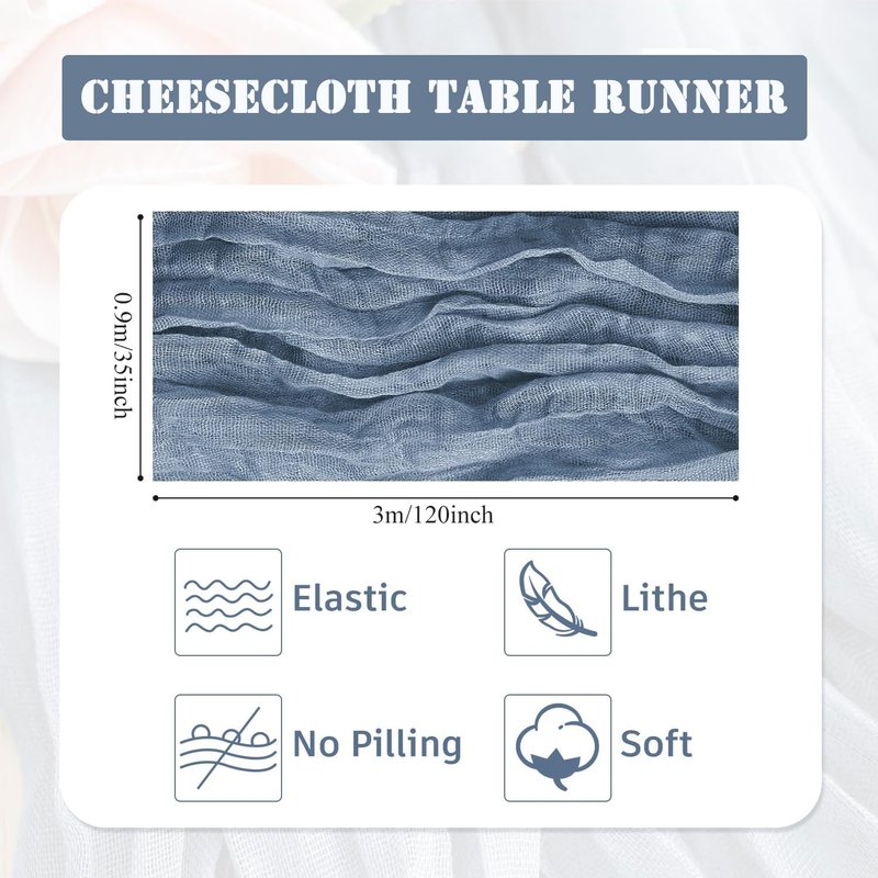 6 Pack Cheesecloth Table Runner - Sage Green Table Runner Boho Gauze Fabric Cheese Cloth Table Runners 35 x 120 Inch Rustic Sheer Runner for Romantic Wedding Table Decoration
