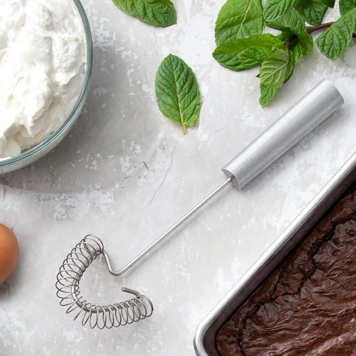 Rada Cutlery Handi-Stir Whisk (R117), 2.5" x 2.75" Stainless Steel Spring Face, Made in USA, Silver Handle