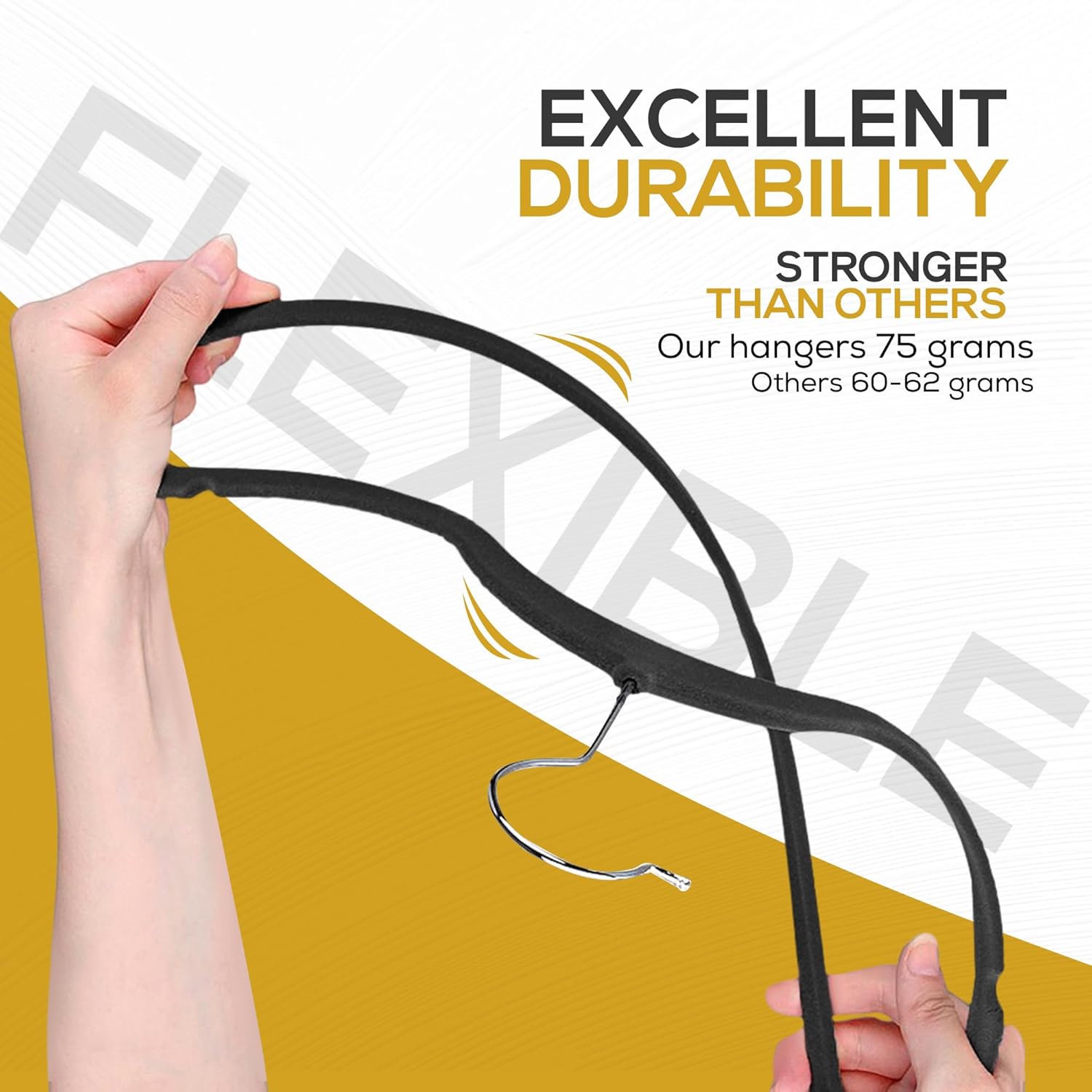Techzoo Velvet Hangers - Ultra Thin Non-Slip Design for Space Saving | 50 Pack, Black, 360° Swivel Hook