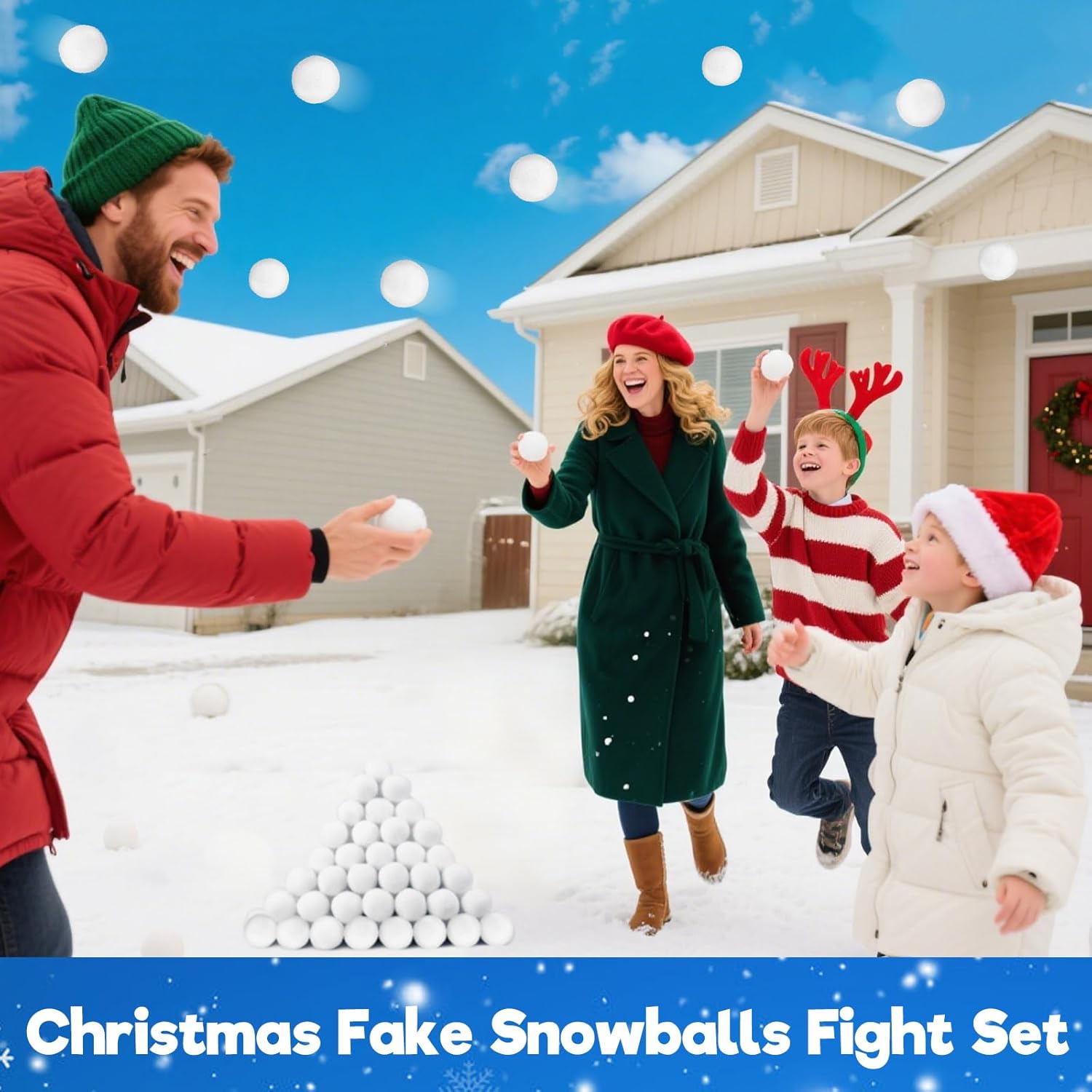 Skiennix 60 PCS Fake Snowballs - 2 Inch Indoor Christmas Decorations for Family Fun & Parties