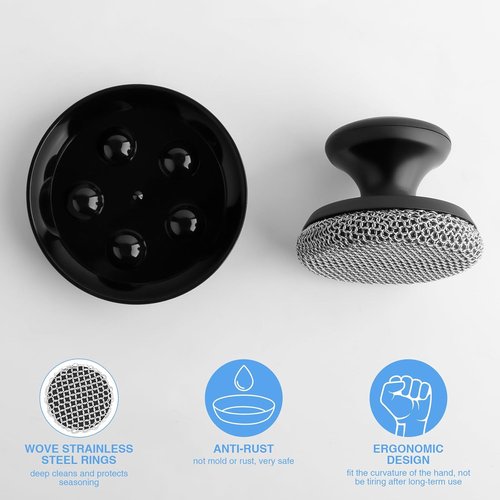 Cast Iron Cleaner | Cast Iron Scrubber Chainmail Pad - 316 Stainless Steel for Pans & Dutch Ovens