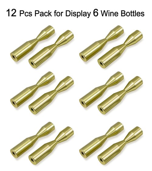 GeLive Gold Wine Pegs for Wall Mounted Wine Bottle Holder Vino Pins for 6 Bottles of Wine Display on Wood Surface Concrete Wall Stylish Wine Rack Modern Wall Wine Storage Aluminum Alloy