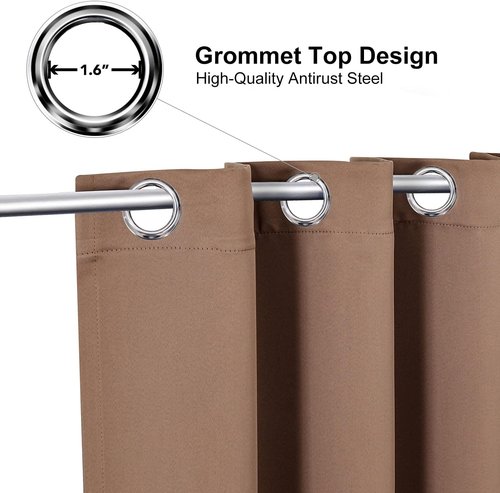 ChrisDowa Grommet Blackout Curtains - Thermal Insulated Room Darkening Panels, Cappuccino, 52W x 95L