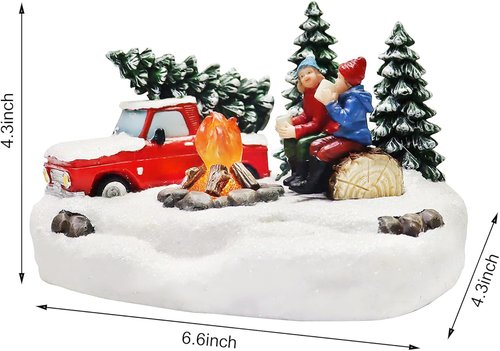 Moments In Time Christmas Village Scene - Campfire With LED Lights | Battery Operated (4.3" H x 6.6" W x 4.3" D)