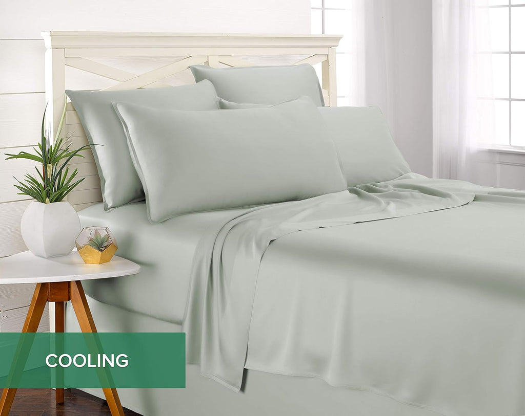 Pure Bamboo Queen Sheets - Luxuriously Soft & Cooling 100% Organic Viscose Bed Set | Sea Glass Color