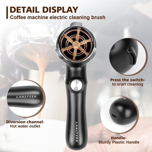 54mm Espresso Coffee Machine Electric Cleaning Brush Espresso Machine Cleaning Brush 360° Totally Enclosed Cleaning espresso brush Compatible with 54mm Breville Machines