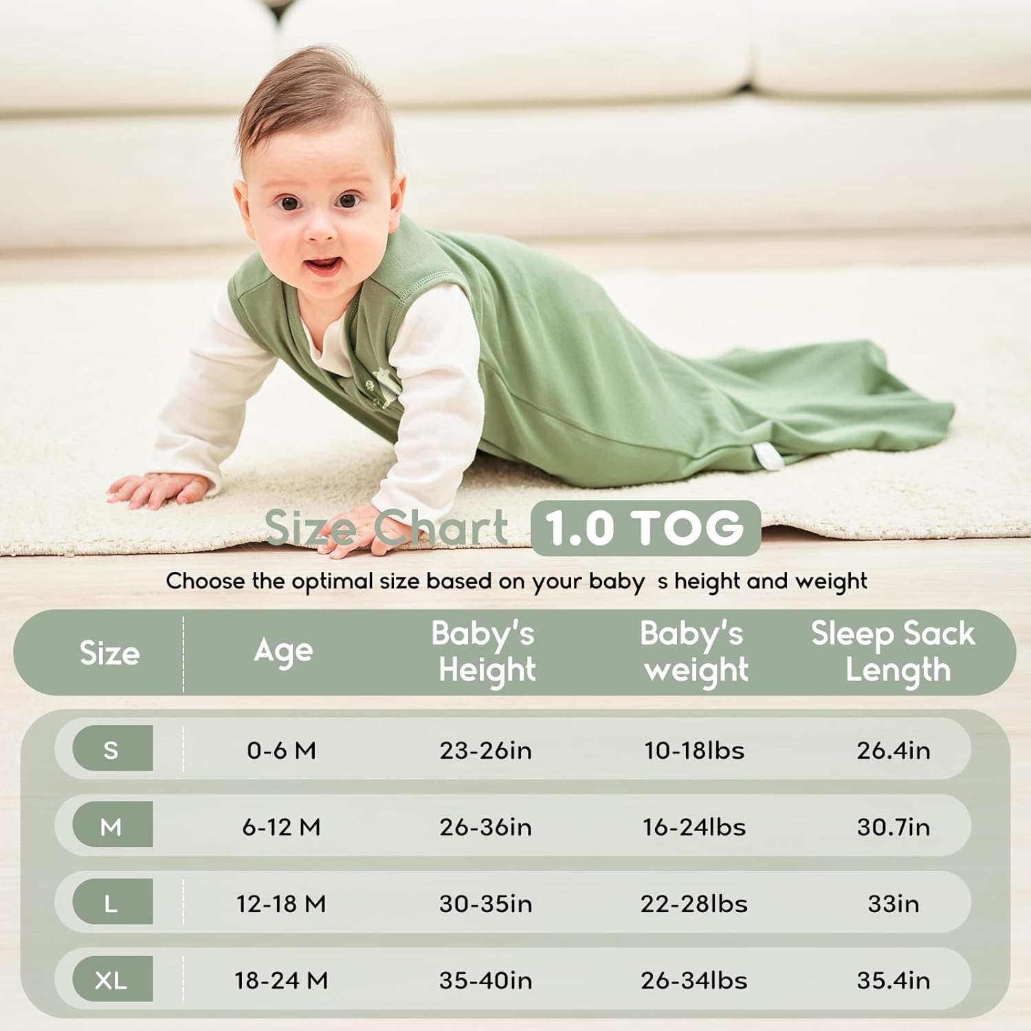 Yoofoss Baby Sleep Sack | 100% Organic Cotton Wearable Blanket for Infants 6-12 Months - 2 Pack, TOG 1.0