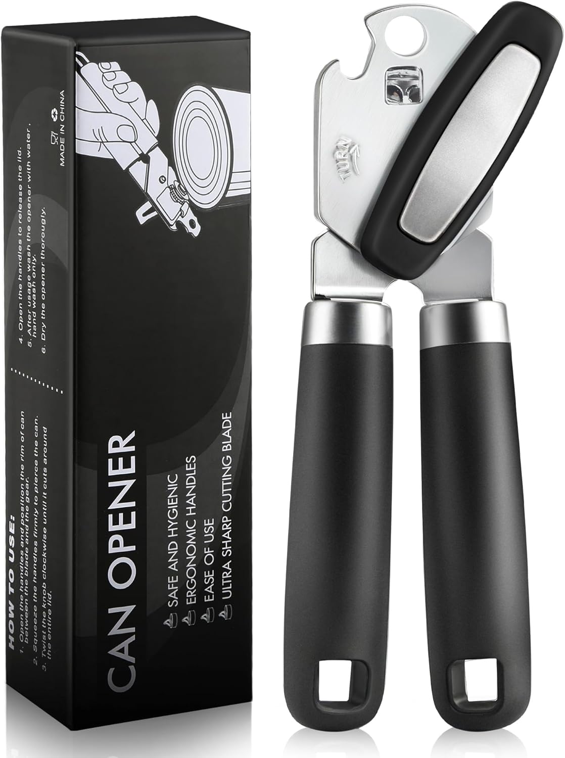 Skiennix Multifunctional Can Opener - Durable Heavy-Duty Handheld Tool for Seniors | Black