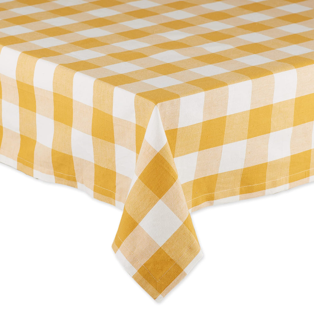 DII Buffalo Check Collection, Classic Farmhouse Tablecloth, 52 x 52, Honey Gold
