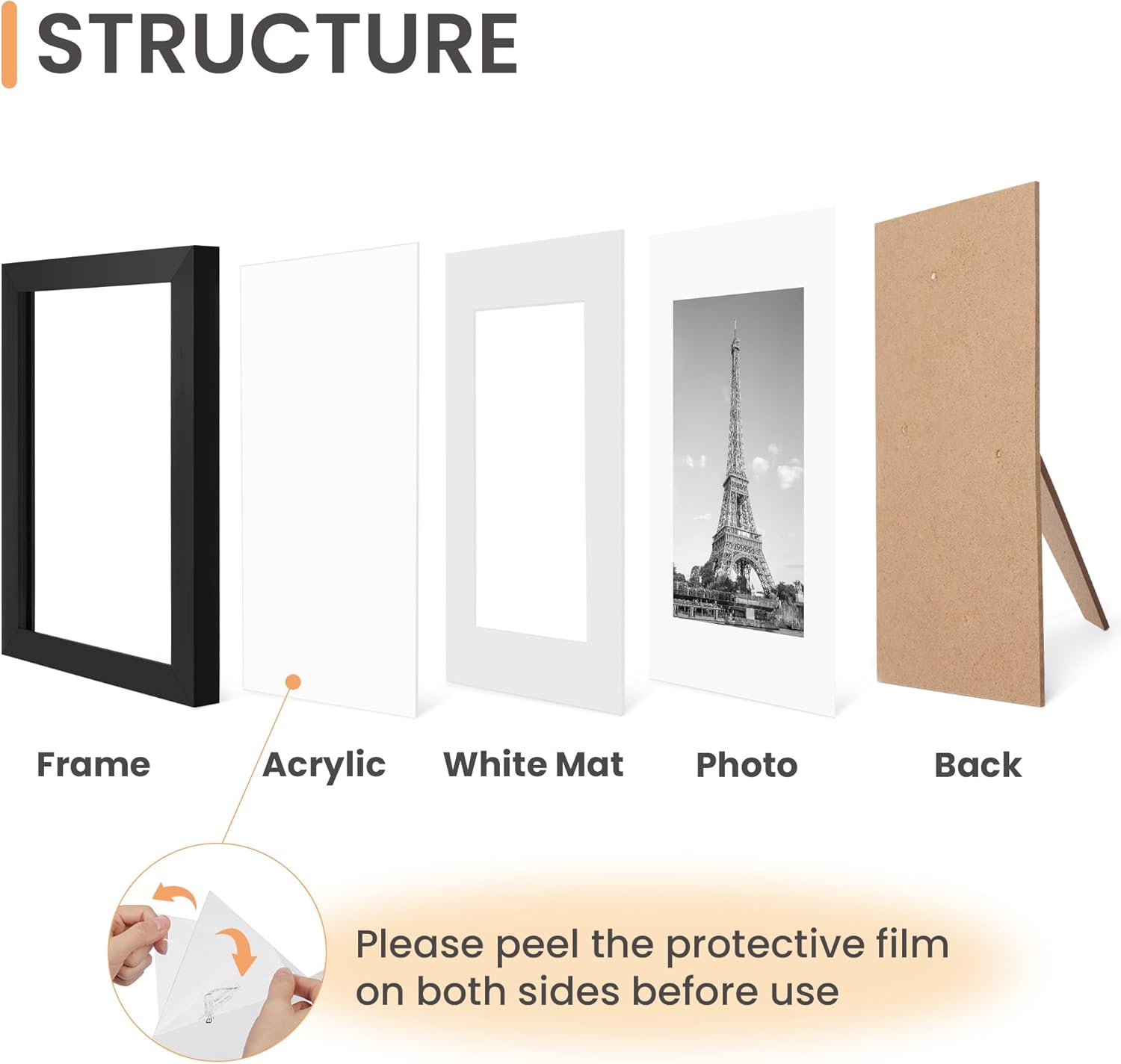 Upsimples 5x7 Picture Frame Set of 10 - Versatile Multi-Photo Collage Frames for Wall or Tabletop, Black