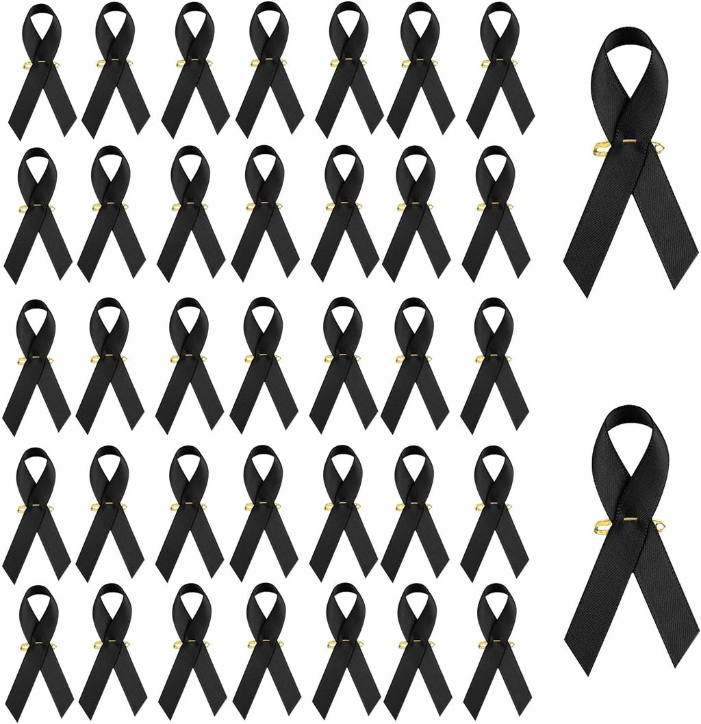 Skiennix Black Satin Awareness Pins - 100pcs Melanoma & Skin Cancer Remembrance Brooches