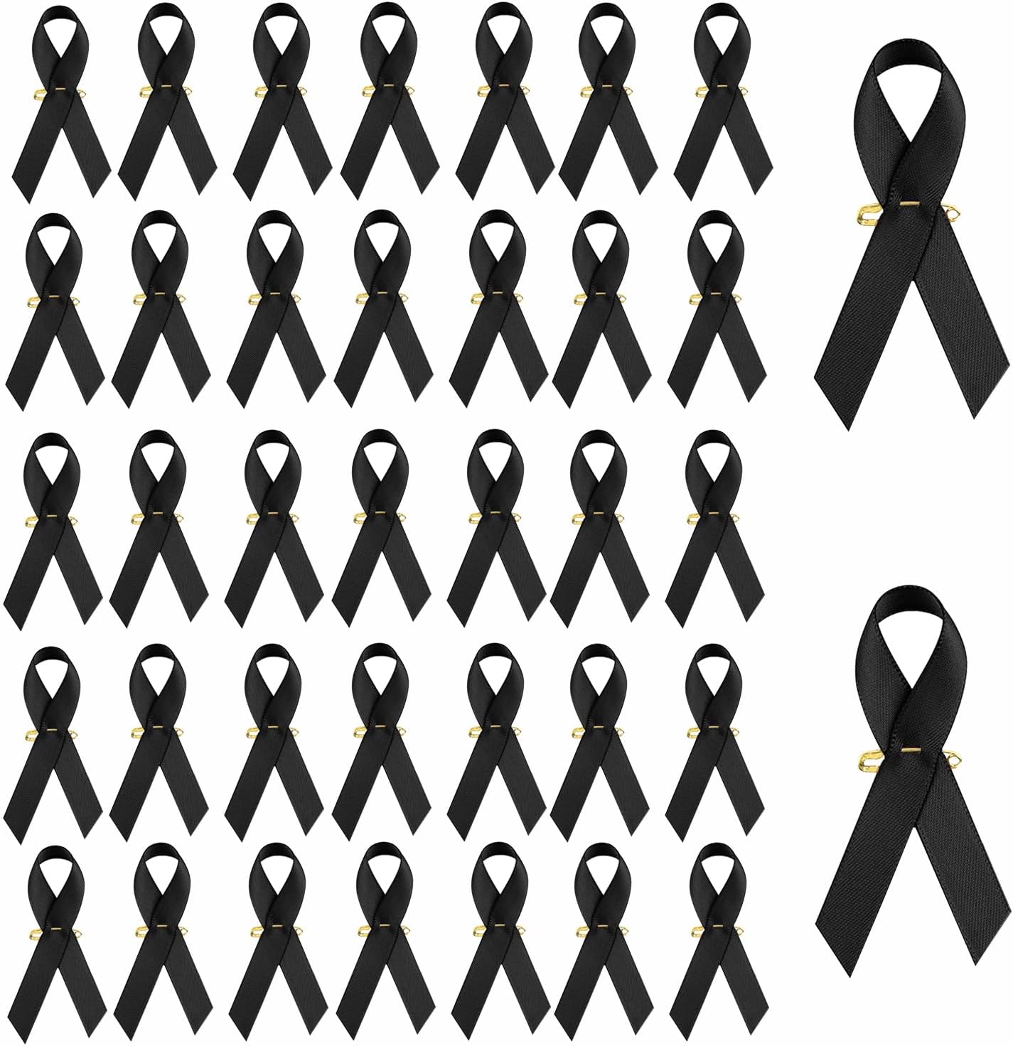 Skiennix Black Satin Awareness Pins - 100pcs Melanoma & Skin Cancer Remembrance Brooches