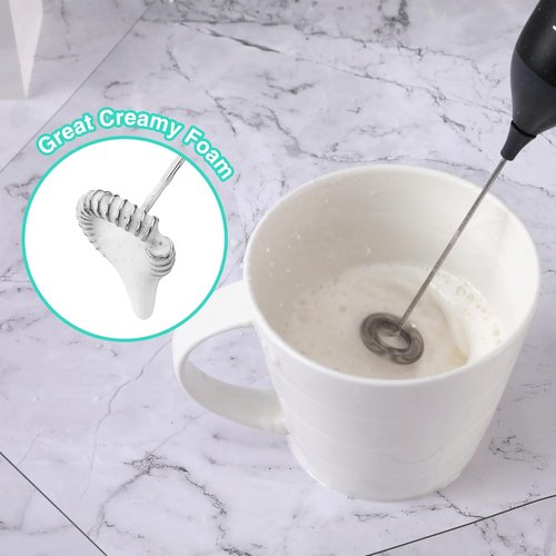 HAUSHOF Rechargeable Milk Frother Wand - Handheld Electric Foam Maker for Coffee, Latte & Cappuccino - Black
