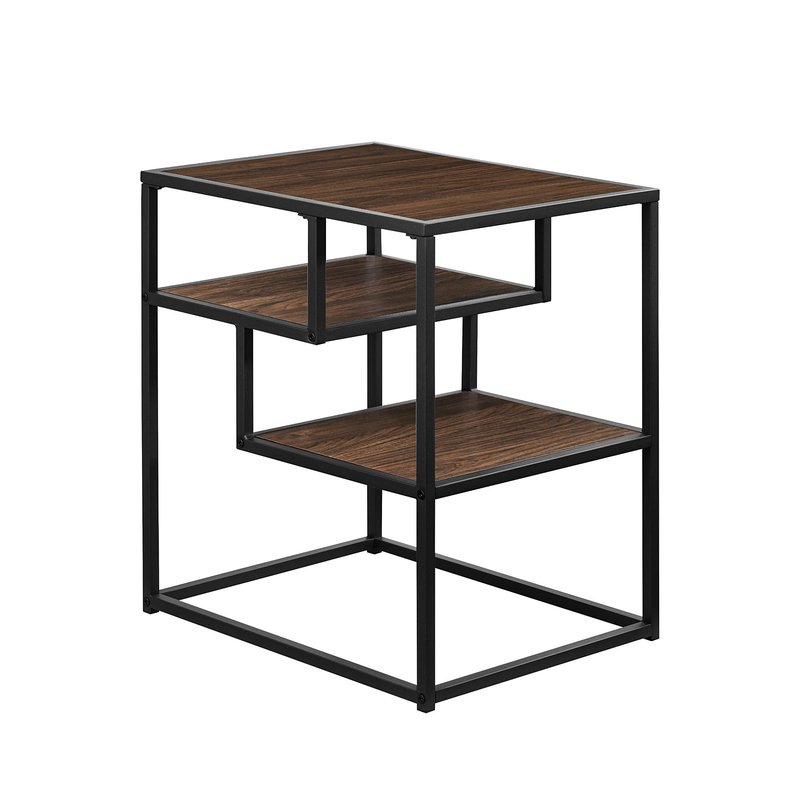 Walker Edison Finley Contemporary Floating Shelf Side Table 16 Inch Dark Walnut