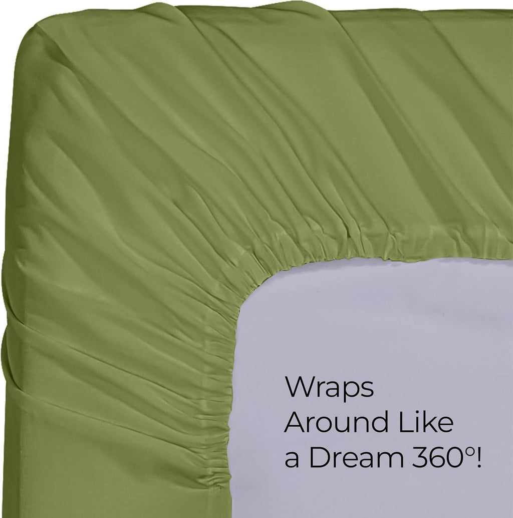 Utopia Bedding Queen Fitted Sheet - Soft Microfiber - Deep Pocket, Shrinkage & Fade Resistant | Olive Color