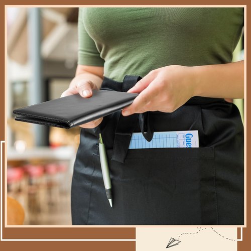 Tenceur 12 Pcs Black Server Books for Waitress PU Leather Waiter Book with Zipper Pocket Wallet Restaurant Guest Check Presenters Card Holder Fit Server Apron for Waitress Waiter Bartender