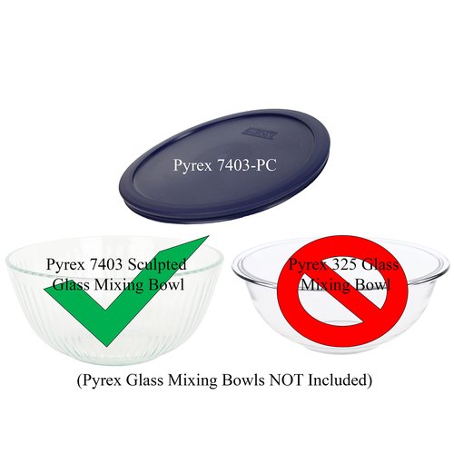 Pyrex 7403-PC 10-Cup Blue Sculpted Mixing Bowl Lid (2-Pack) - Made in USA