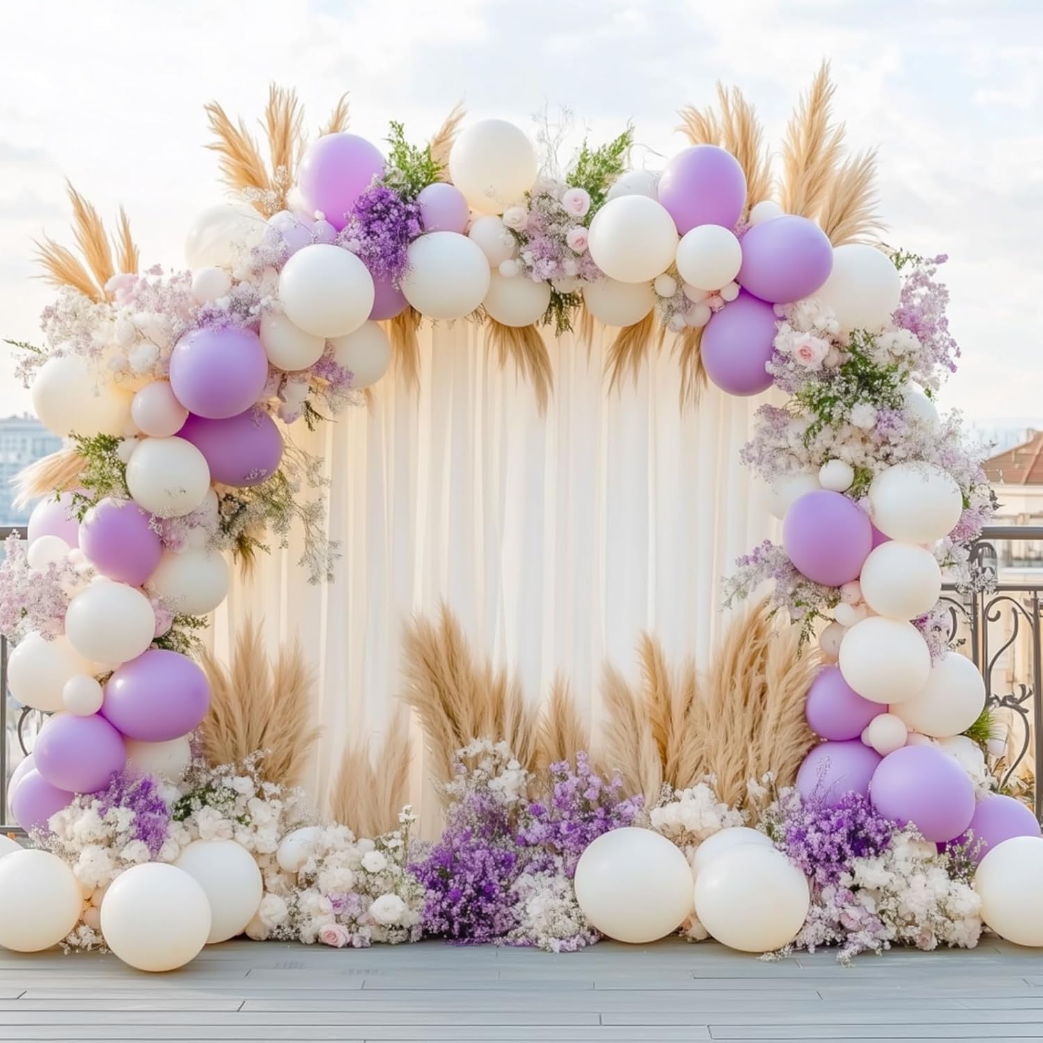 RUBFAC Pastel Purple Balloon Arch Kit - 129pcs Light Lavender Balloons for Birthday & Party Decor