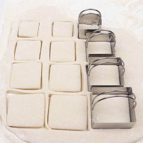 HULISEN Square Biscuit Cutter Set - 4 Stainless Steel Cookie Cutters with Handle | Professional Baking Tools