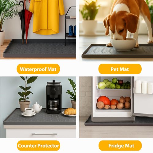 TigeJoy Under Sink Mats for Kitchen Waterproof, Leak-Proof Silicone Mat Sink Protector and Cabinet Liner, Kitchen Essentials Organizer and Storage 22" x 19" White