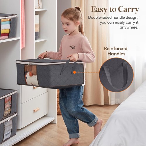 Lifewit 35L Clothes Storage Bins - Foldable Blanket Bags with Zippers & Clear Window | Organized Closet Solution