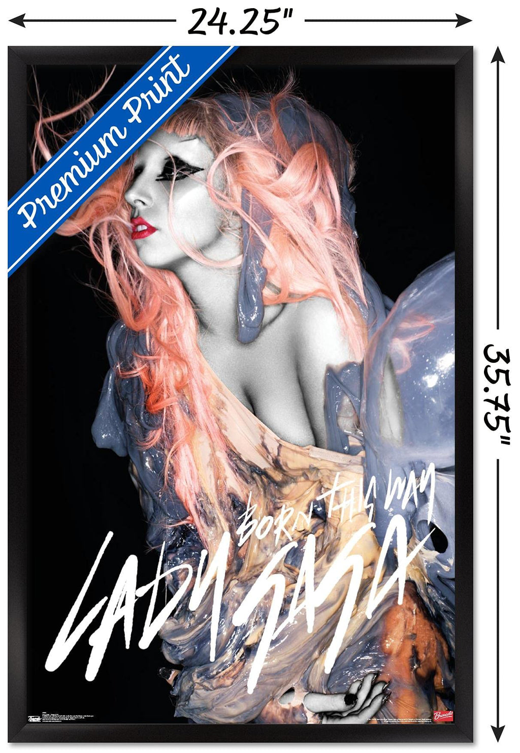 Trends International Lady Gaga - Orange Hair Wall Poster, 22.375" x 34", Black Framed Version