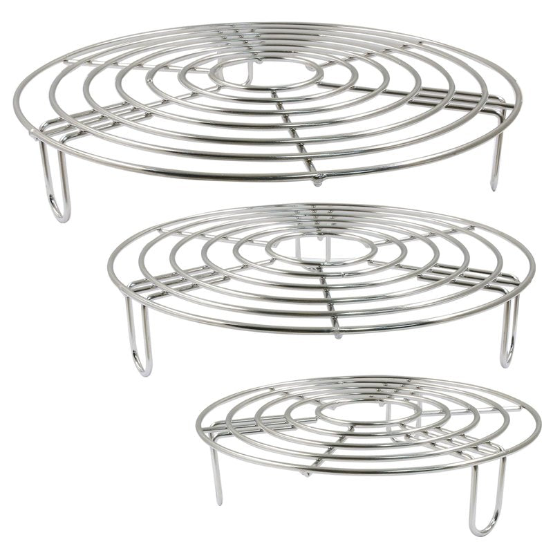 Coufce 3PCS Round Cooling Racks Stainless Steel Steaming Baking Rack Roasting Rack Steamer Rack Fits Air Fryer Stockpot Pressure Cooker Round Cake Pan(9.25",8",6.89")