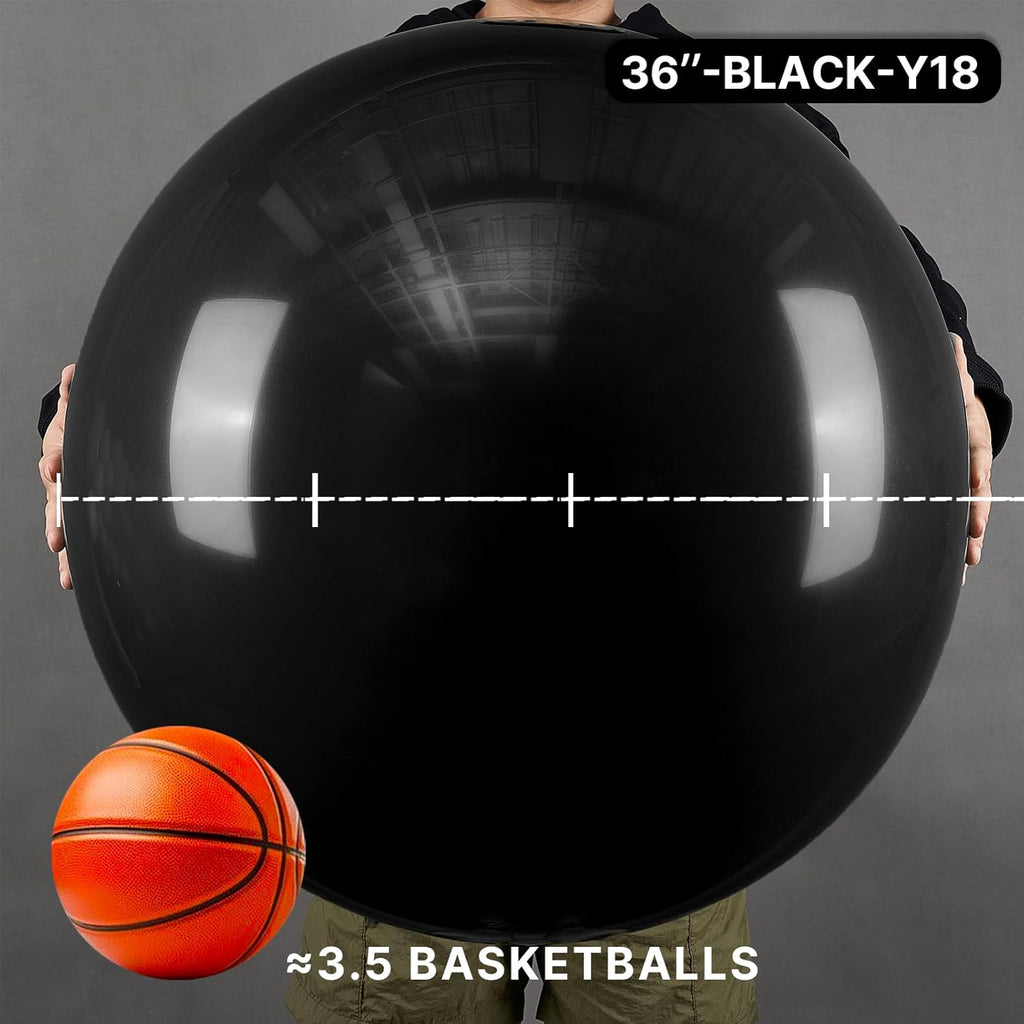 PartyWoo Black Balloons - 36 Inch Matte Latex Helium Balloons for Baby Showers & Birthdays