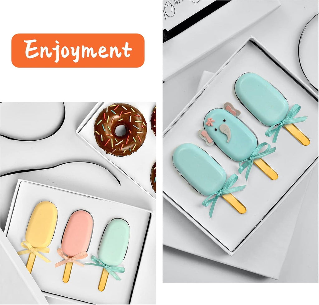 Skiennix Acrylic Sticks - Reusable Cakesicle & Cake Pop Mold - 30 Pieces, 4.5 Inches, Gold Finish