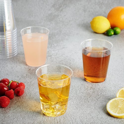 FOCUSLINE 10 oz Clear Plastic Cups, Disposable Heavy Duty Hard Plastic Cups, Reusable, 100 Count
