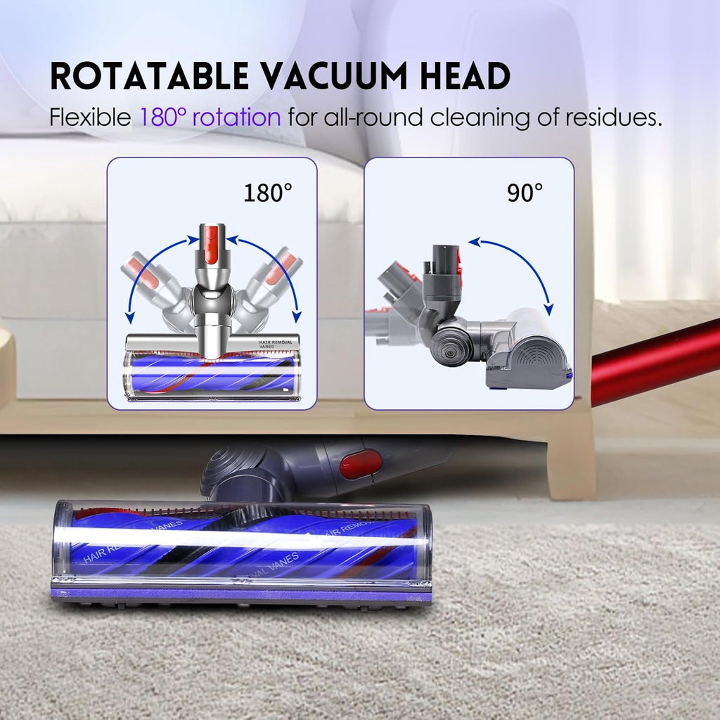 OTTWL Anti-Tangle Replacement Vacuum Head - Compatible with Dyson V8, V10, V11, V15 | Ideal for Thin Carpets & Hardwood Floors