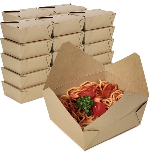 Fit Meal Prep 50 Pack 48 oz Disposable Take Out Containers Microwaveable Kraft Paper To Go Boxes for Food To Go Containers Takeout Containers Leakproof Greaseproof for Restaurants, Food Service, Party