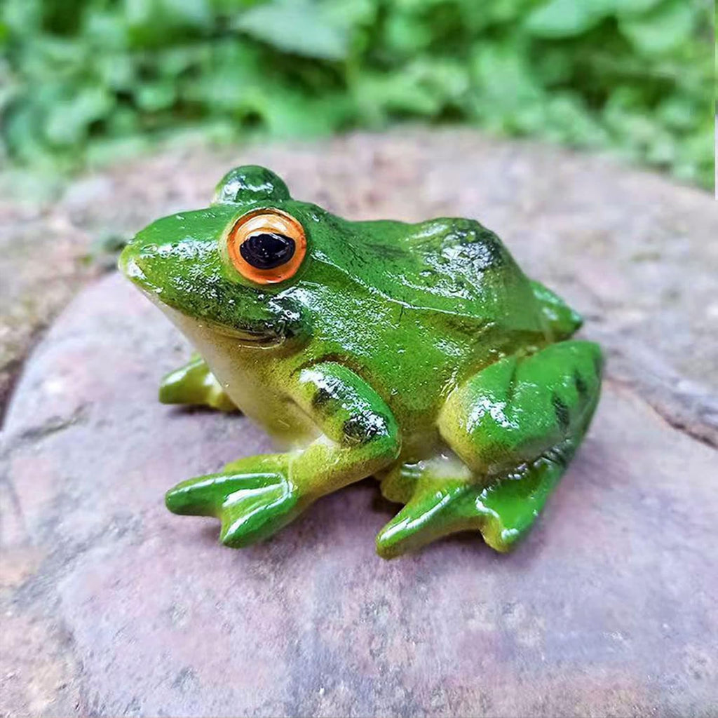 Skiennix Frog Statues - Miniature Resin Sculptures for Garden Decor | 2 Pcs Indoor/Outdoor Ornaments