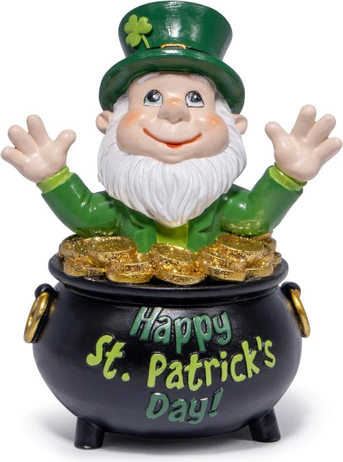 Hodao St. Patrick's Day Gnome Decoration - Handmade Green Elf Figurine for Home Table Decor