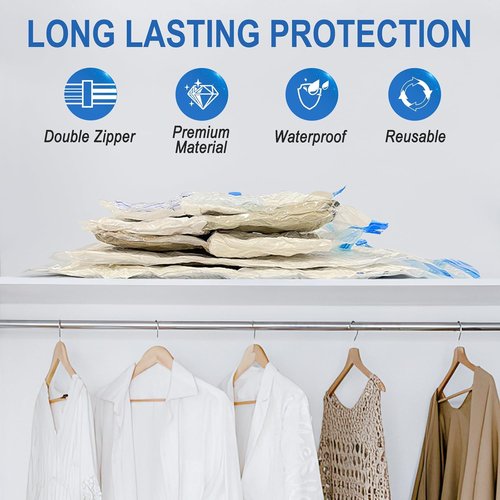 Fygrip Vacuum Storage Bags - Space-Saving Seal Bags with Hand Pump for Clothing & Blankets | 10 Small Size