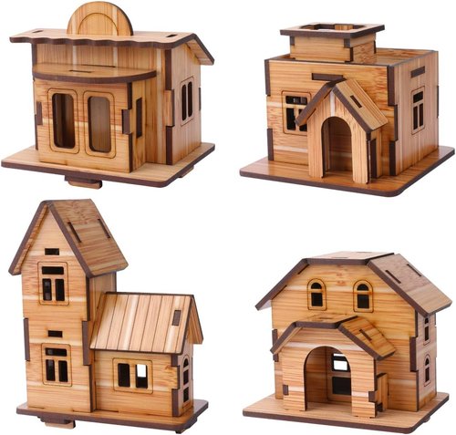 3D Wooden Puzzle - Mini DIY Model House Kit | Educational Jigsaw Puzzle Gift for Kids & Adults