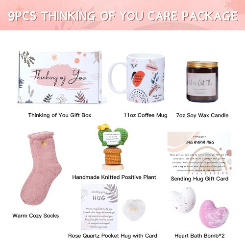 Thinking of You Gifts for Women - Get Well Care Package Gift Baskets After Surgery - Sending Hug Comfort Encouragement for Sick Loss Tough Time