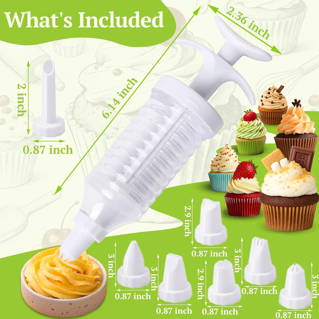 Suuker Cake Decorating Gun - Cupcake Icing Piping Kit with 8 Tips | White Decorating Set