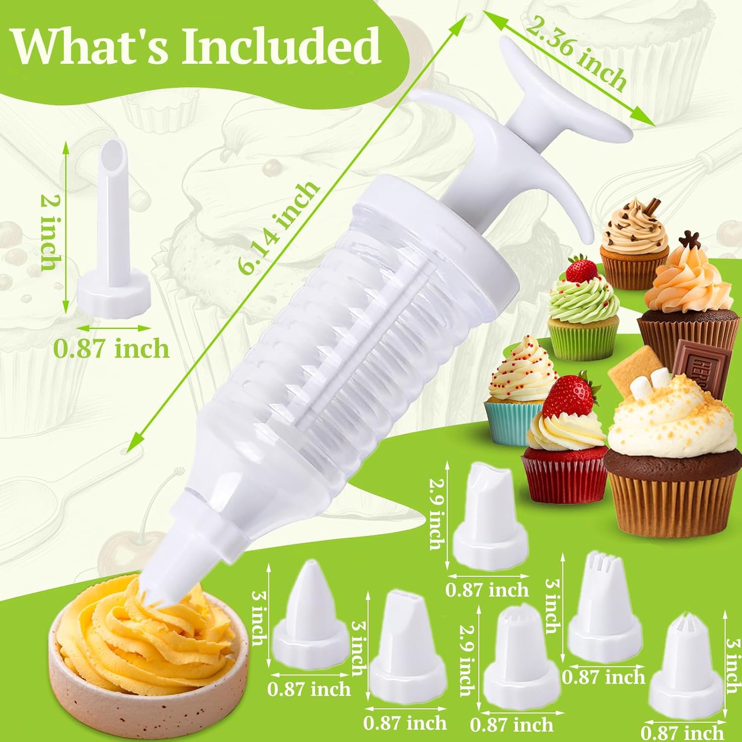 Suuker Cake Decorating Gun - Cupcake Icing Piping Kit with 8 Tips | White Decorating Set
