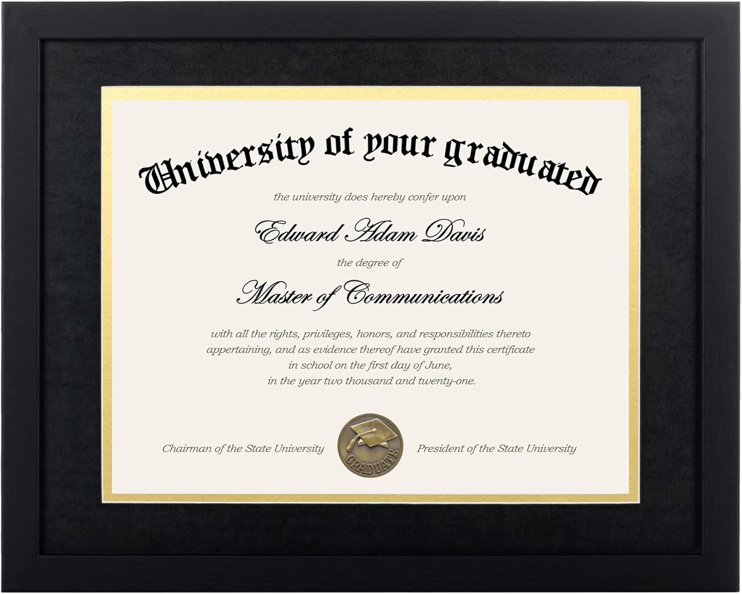 Upsimples 11x14 Diploma Frame - High Definition Glass with Black Double Mat for Wall/Tabletop